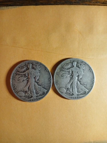 1936 S and 1936,  VF Walking Liberty SILVER Half Dollar Coins Nice 2 Coin LOT NR