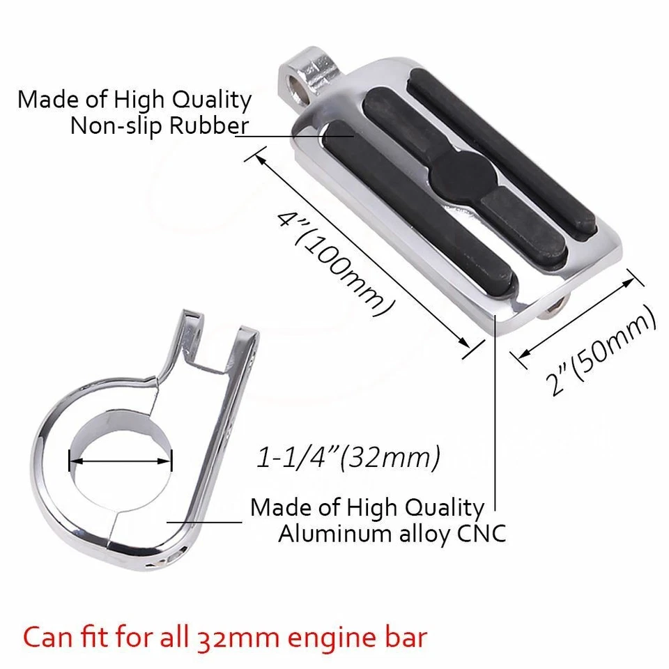 1.25" 1 1/4" protección motor carretera estriberas reposapiés pedal para Harley Yamaha Suzuki Foto 4 de 4
