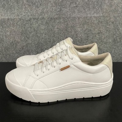 Scholl's Womens Time Off Sneaker Wide White Smooth Faux