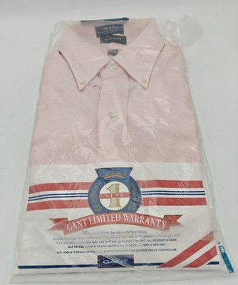 Vintage New NOS GANT Men s Pink Shirt Oxford Club 16.5-33 sz L Cotton Poly *USA*