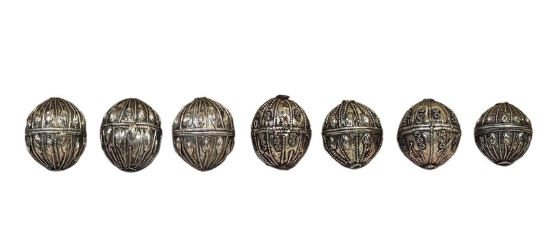 Antique Yemeni Ethnic Silver Bedouin Round Hollow Wheat Bead Yemen African Trade