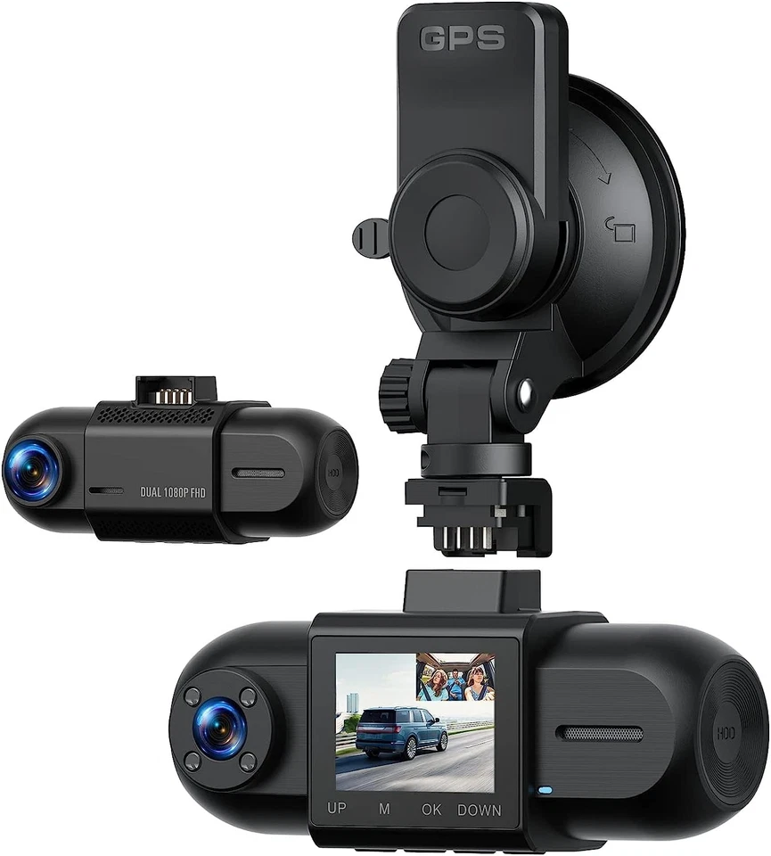 Cámaras delanteras e interiores grabadoras DVR de doble lente para tablero de pantalla 1080P de 1,5" Foto 2 de 4