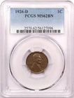 1926-D Lincoln Wheat Cent 1C, PCGS MS62BN, Uncirculated BU, Brown