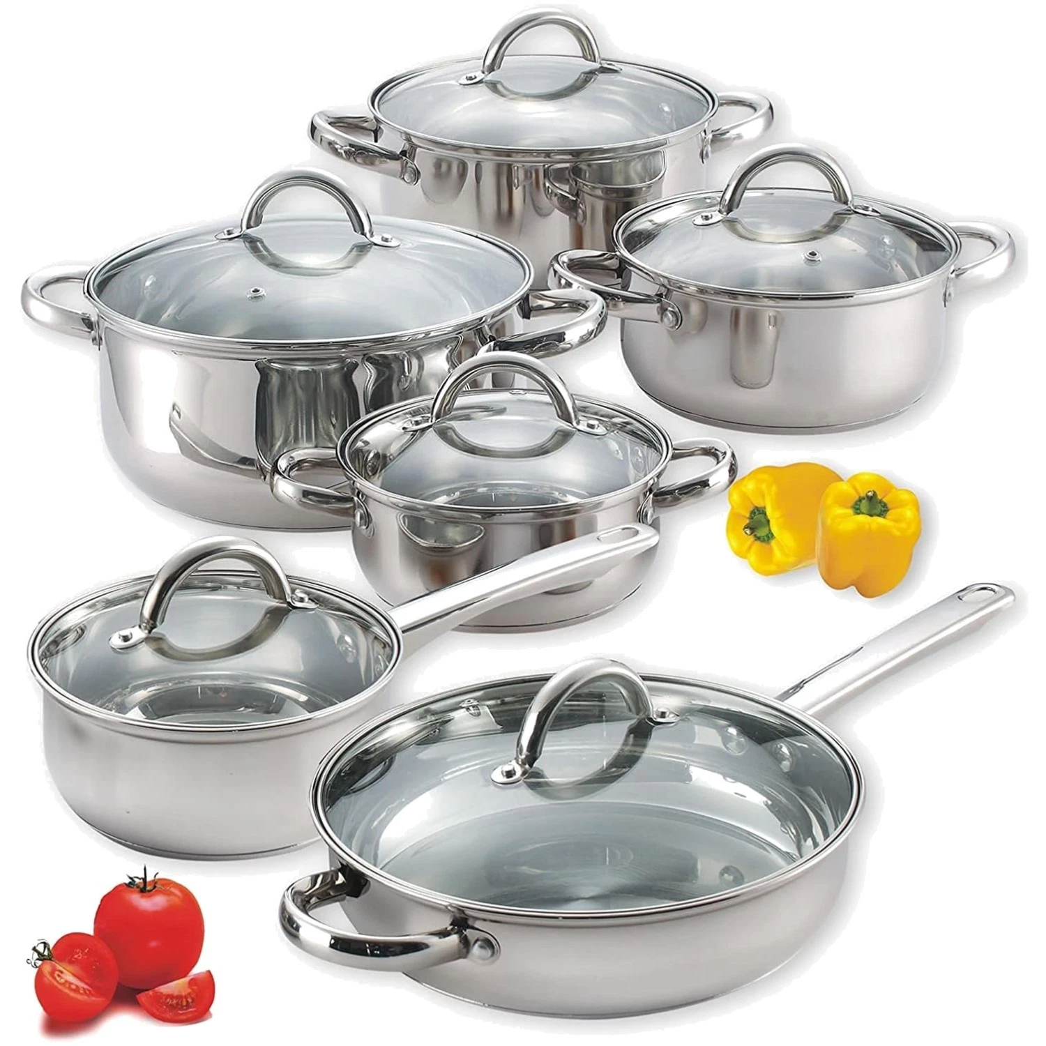 Professional 12-Piece Cookware Set - All-Stove Compatibility & Easy Cleanup
