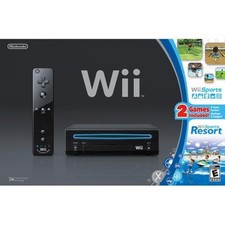 Wii Console Black With Wii Sports And Wii Sports Resort Very Good 5Z