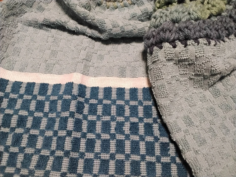 Бирюзовый белый серый 2 вися кухни блюдо полотенца комплект крючком топы ручной работы - Изображение 2 из 4