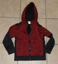 Boys Sz Small 6/7 School or Play Black Red Space Dye Hooded Jacket RUSSELL