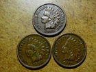 Bulk Lot of Three (3) 1909 Nice FINE Last Year of Issue Indian Head Pennys I10