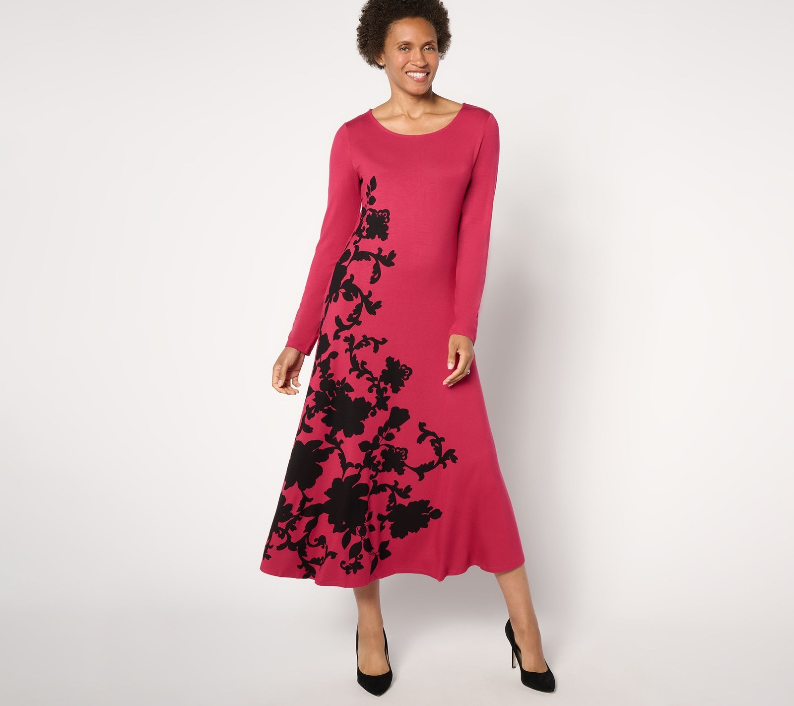 Women Control Women's Petite Dress PL Knit Placed Floral Multi-colored A663624