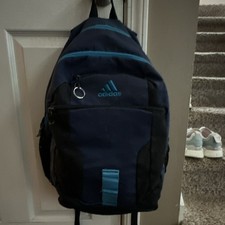 adidas Unisex Kids Blue/Black Polyester Zip Backpack Padded Straps Pockets