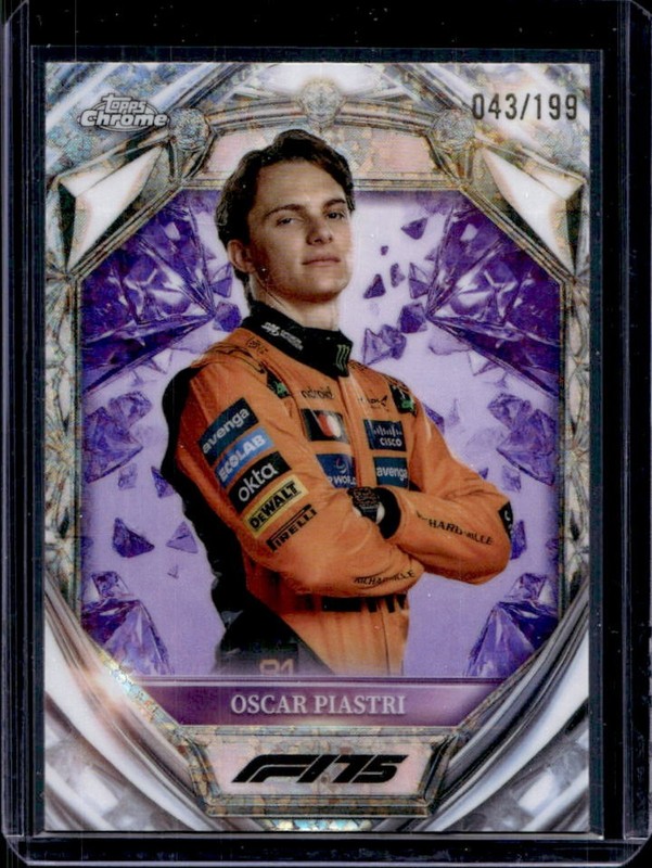 2025 Topps Chrome F1 Oscar Piastri Diamond 75th Purple Mini-Diamond #/199