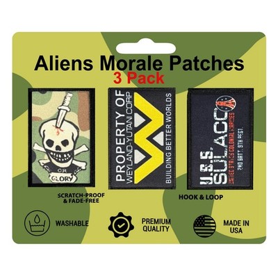 Aliens Colonial Marines Morale Patch   -3-Pack-  USCM Hook Loop Xenomorph Sci-Fi