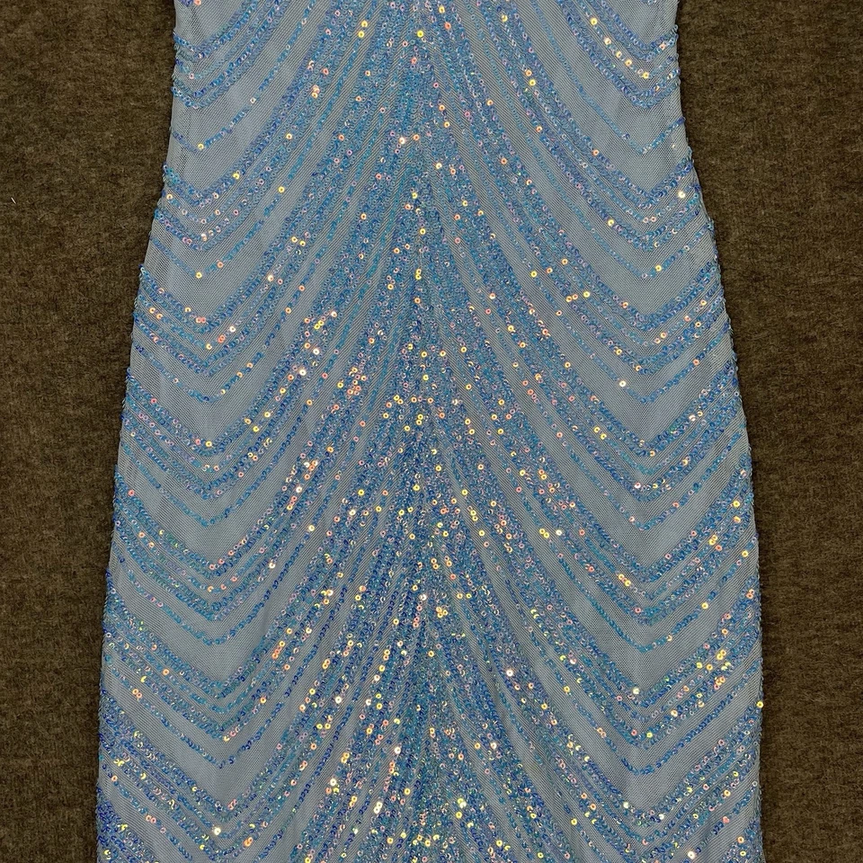 Maxi Vestido Windsor Petra Formal Lentejuelas Iridiscentes Talla S Azul Formal Tirantes Foto 4 de 4