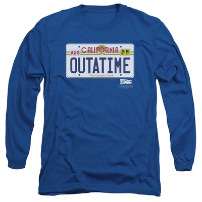 Back To The Future Outatime Plate Mens Long Sleeve Shirt Royal Blue Officially L