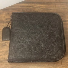 Tim Holtz Idea-ology *EMBOSSED RUBBER STAMP BINDER* Brown Leatherette 10x10”