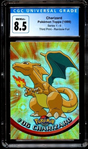 CGC 8.5 NM-MINT+ Charizard 06 TOPPS 3RD PRINT Series 1 RAINBOW Pokemon Card 009