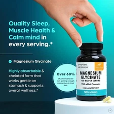 MAGNESIUM GLYCINATE 400MG CAPSULES WITH QUERCETIN | QUALITY SLEEP, RELAXATION