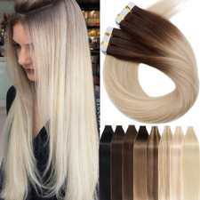 AAAAAAAA Ombre Tape In Seamless Skin Weft Remy Real Human Hair Extensions 60pcs