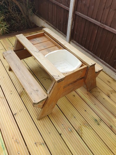 Children's Handmade Wooden Garden Table Bench - Picture 2 of 5