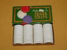 VINTAGE TOY 1963 PACIFIC GAME  100 PLEASANTIME DELUXE WHITE PLASTIC POKER CHIPS