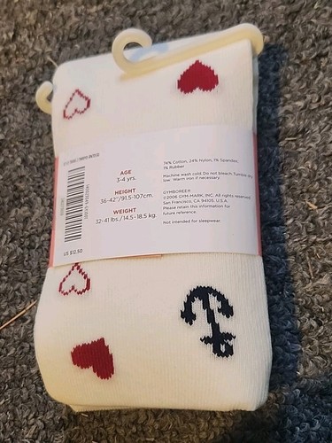 Gymboree Bon Voyage Heart Anchor Tights Rare Girls 3 4 Cruise Wear New - Picture 2 of 3