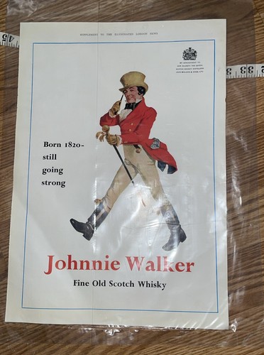 Johnnie Walker Whisky Whiskey Vintage Ad Born 1820 immer noch stark