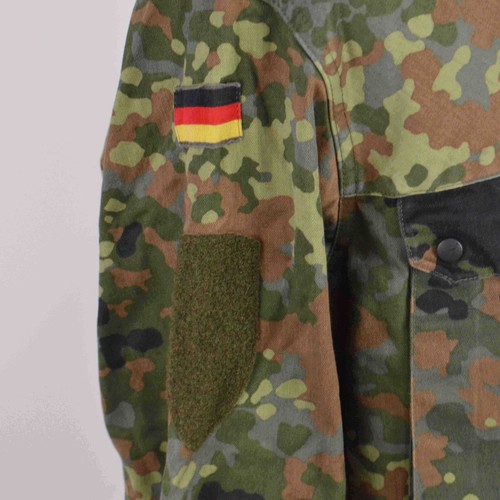 German Bundeswehr Flecktarn Camo Military Parka Jacket GR12 L Tall Hood Woodland - Picture 11 of 15