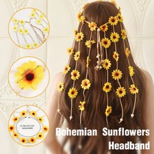 Womens Flower Headband Bohemian Style Floral Sunflower Crown Daisy Headpiece