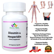 VARICOSE VEINS SUPPORT. 120 Capsules, Diosmin  Hesperidin, Biomedical Formula.