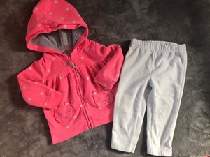 Conjunto Carters Para Bebe Nina 3 Meses Traje De Lana Rosa Y Blanco De Lunares Pantalones Sudadera Con Capucha Conjunto Ebay