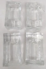 Lot Of 4 Glass Clear Single Cigarette Ashtray Italy Vintage Ice Cube Look #W-3