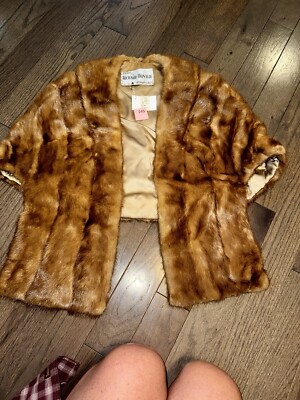 Vintage Richard Donald Brown Mink Fur Coat Stole Wrap Shawl Liner 