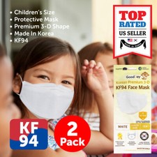 2 PCS KF94 WHITE Protective Face Mask Kids Children Made in Korea KFDA Approved