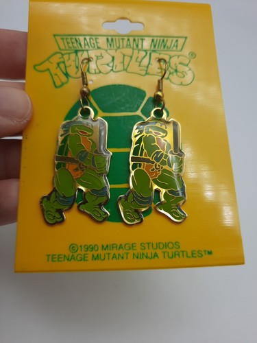 Vintage Teenage Mutant Ninja Turtles Mirage Studios Leonardo Earrings 1990 - Picture 4 of 5