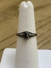 Wheeler Mfg. Vintage Navajo Inspired 925 Sterling Hematite Stone Ring Sz 6