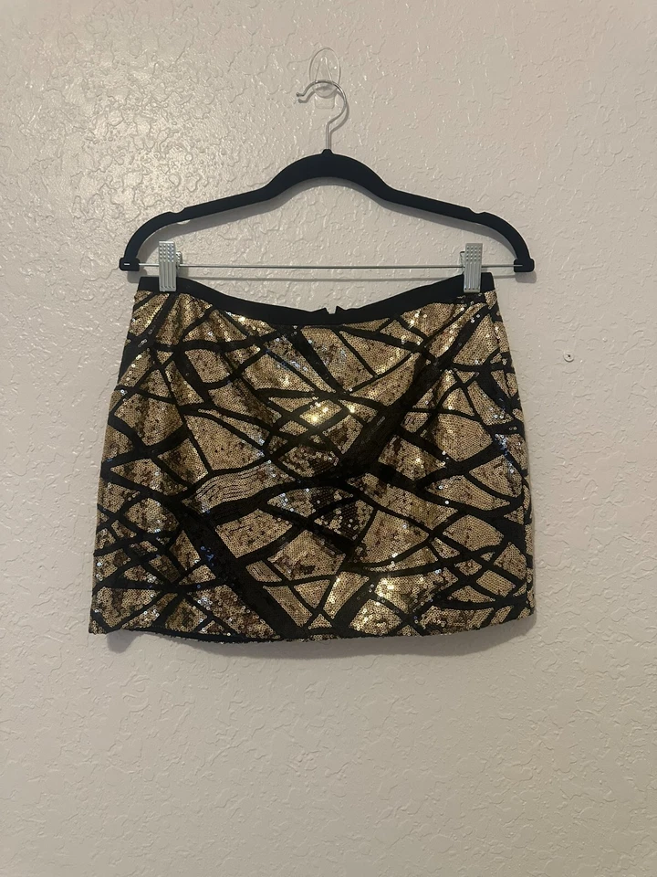Falda Victoria Secret Lentejuelas Negra y Dorada Talla S (4) Foto 2 de 4
