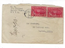 1915 Seattle Washington to Dayton Ohio, Two 1c Parcel Post Stamps