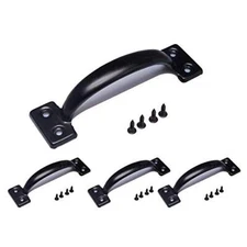 4 Pack Utility 6-1/2 Inch Pulls in Black Metal Gate Handle
