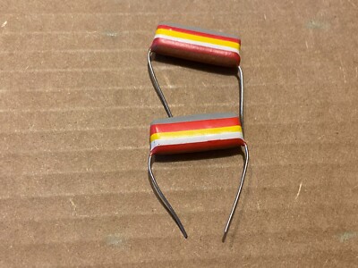 2 NOS Mullard Tropical Fish .82 uf 10% 250v Tube Amp Tone Capacitors 820nf (Qty)