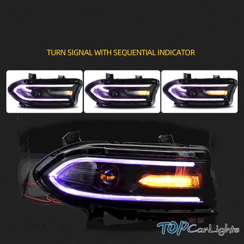For 2015-2021 Dodge Charger LED Projector Headlights RGB Color Change Lamps Pair - Picture 2 of 14