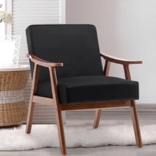 Mid-century Modern Chair Living Room With Solid Wood Frame Accent Chair - Black