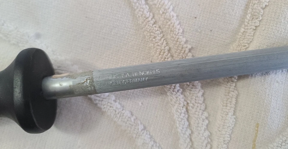 ZWILLING J.A. Afilador de cuchillos Henckels afilador acero 10" varilla Solingen Alemania Foto 3 de 4