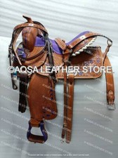 Western Leather Barrel Saddle With Free Matching Set And Back Cinch Best Quality