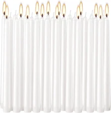 30 Pack Tall Taper Candles - 10 Inch White Dripless, Unscented Dinner Candle - P