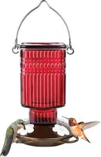Hanging Glass Hummingbird Feeder for Outdoor Decor, 22 Ounce Capacity Nectar Fee