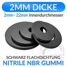 NBR Gummidichtung Dichtung Flachdichtung Dichtungsring 2mm Stärke, ØInnen 2-22mm