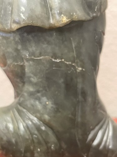 10" Rare Green Jade Hand Carved Old Chinese-Woman with Flowers Heavy - Picture 21 of 24