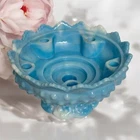 Vintage Fenton blue hobnail footed pillar candle holder