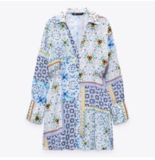 Zara patchwork Long Sleeve mini dress Small