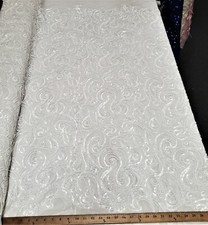 Shiny White Curly Sequin Fabric on Poly Mesh "The Spiral Sequin" - BTY